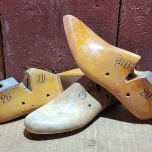 Lot Of 3 Vintage Primitive Wooden Shoe Forms